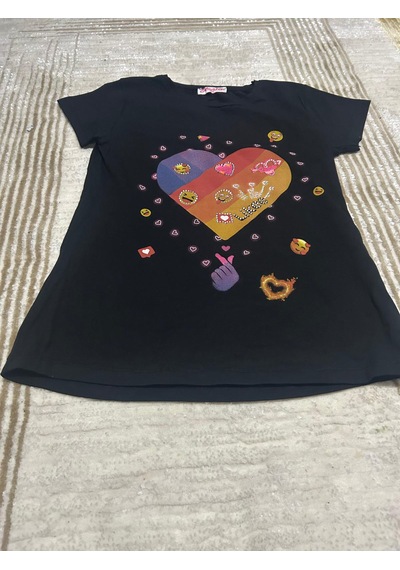 Monili Kız Çoçuk T-shirt SiYAH