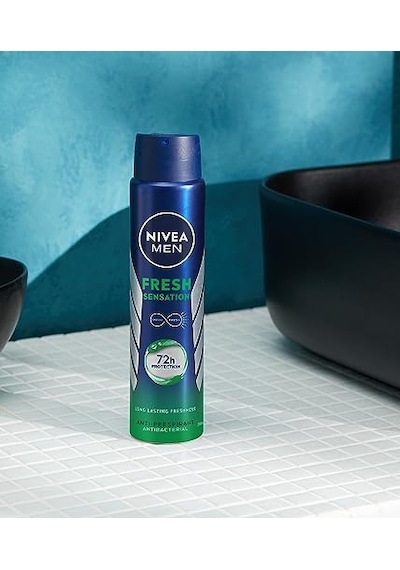 Nıvea Men Erkek Sprey Deodorant Fresh Sensation 250 Ml, 72 Saat Terleme Ve Ter Kokusuna Karşı Anti-perspirant Koruma,ferah Koku,avantajlı Boy
