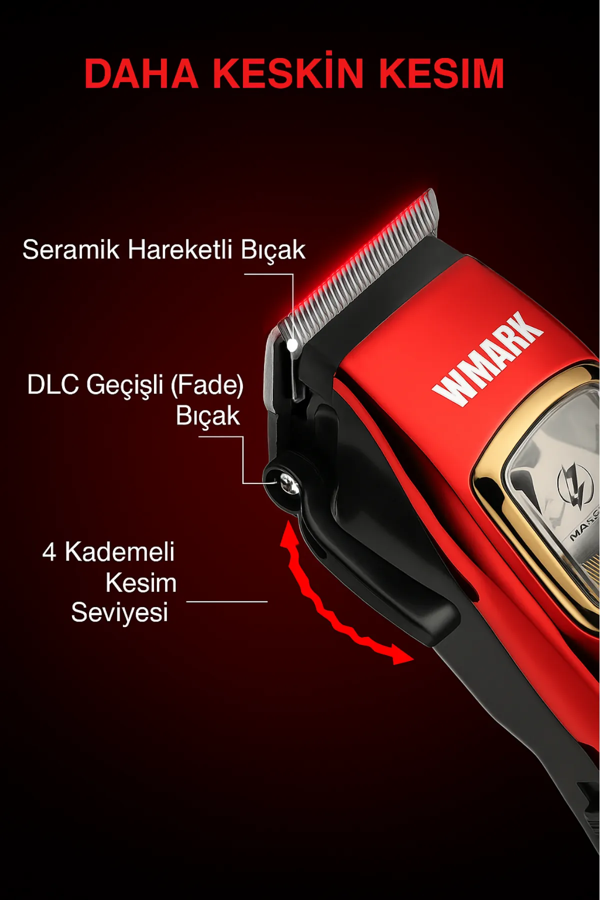 Wmark Ng-9010 Şarjlı Saç Kesme Makinesi Ergonomik Tasarım, Yüksek Rpm Motor 3-4 Saat