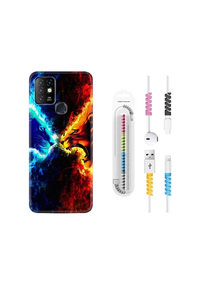 Infinix Hot 10 Kılıf Kablo Koruyuculu Red Blue Leon 1714