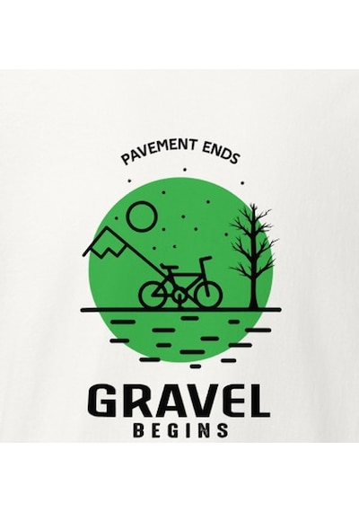 Wildstyle Gravel Begins Dağ Bisikleti Doğa Yol Macera Baskılı Unisex Bisiklet Yaka Pamuklu Tişört Beyaz