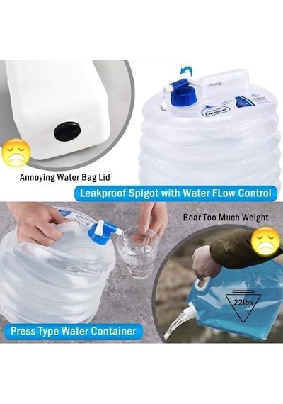 Musluk  Kapaklı Akordiyon Portatif 10 Litre Bidon Container Kova