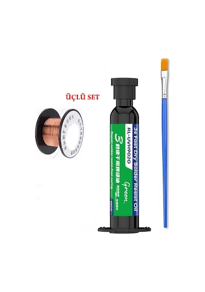 Relıfe Rl-uvh902g Üçlü Set Bt Uv Anakart Pcb Bord Lehimyalıtım Boyası Yeşil 10cc Ve Yol Çekme Teli St04
