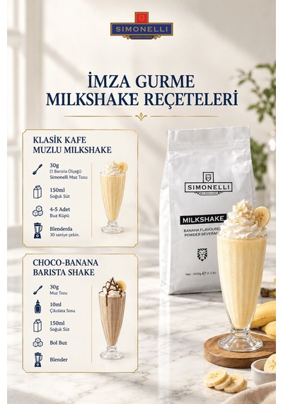 Simonelli Muz Aromalı Toz Milkshake Karışımı 1 KG