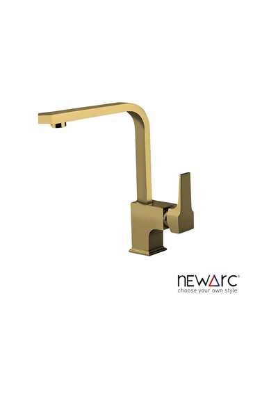 Newarc 941888L Aqua Köşe Borulu Eviye Mutfak Bataryası Altın