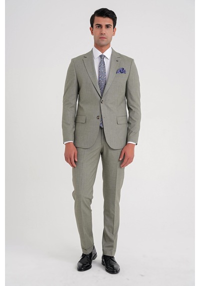 Efor Slim Fit Çift Yırtmaç Esnek Yün Nefti Takım Elbise Tk 918 Nefti