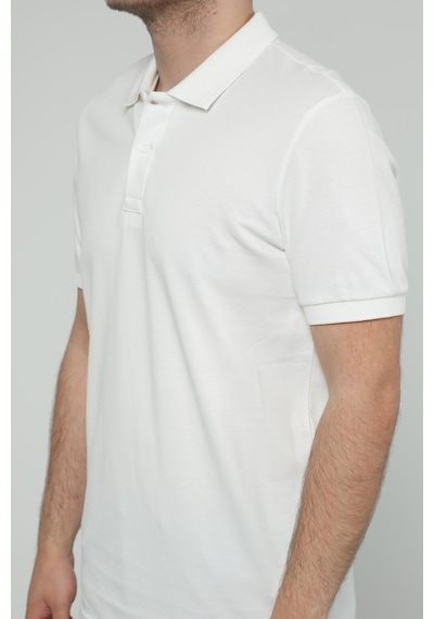 Hscstore Erkek Polo Yakalı Beyaz Tişört- 8420-beyaz Beyaz