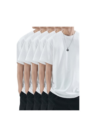 Uyguntarz Unisex Basic Model 5'll Tshirt Beyaz