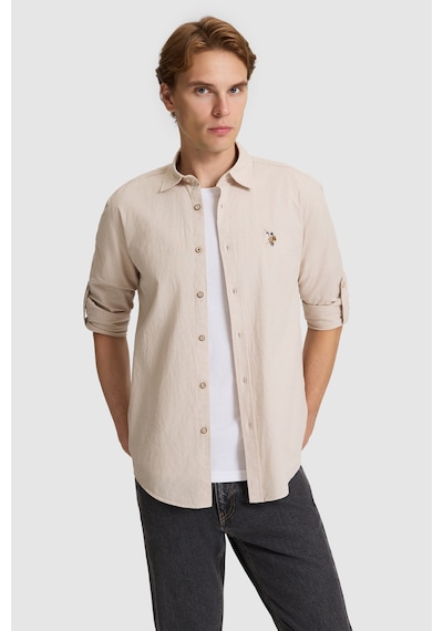 U.S. Polo Assn. U.s. Polo Assn. Erkek Taş Gömlek Basic 50320262-vr049 Taş Rengi