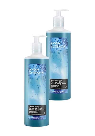 Avon Senses Ocean Surge Nane Ve Deniz Kokulu Saç Ve Vücut İçin Erkek Duş Jeli 2 x 720 ML