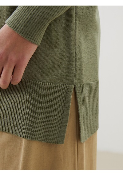 Lcw Modest Yeşil Dik Yaka Kadın Triko Tunik