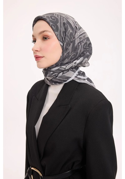 Silk Home Dört Mevsim Antik Motif Viskon Velora Eşarp 6419 Füme-Gri