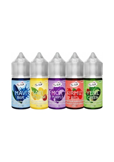 Doğal Sıvı Gıda Boyası 5x35 Gr Mavi Sarı Mor Kırmızı Yeşil