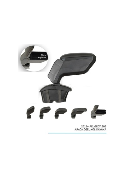 Peugeot 208 Uyumlu Araca Özel Kol Dayama Siyah 2012+ Parça