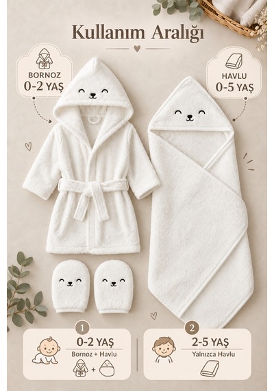 Bambu Bebek Banyo Set Yumuşacık 1 Bornoz 1 Kundak Havlu + 2 Kese ve Hediyeli Set Banyo Set - 707112808