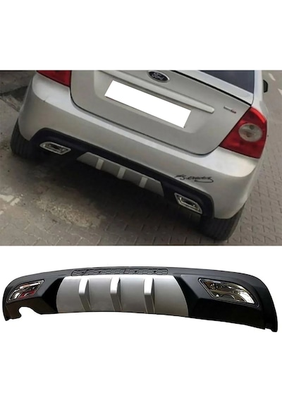 Ford Focus 2 Uyumlu Difüzör Difizör Gri + Kare Egzoz Görünüm C Tip 2004 - 2010