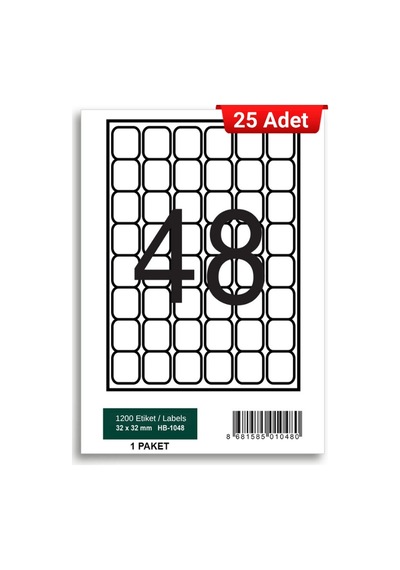 Herboy Hb-1048 32 X 32 Mm A4 Laser Etiket 25 Adet