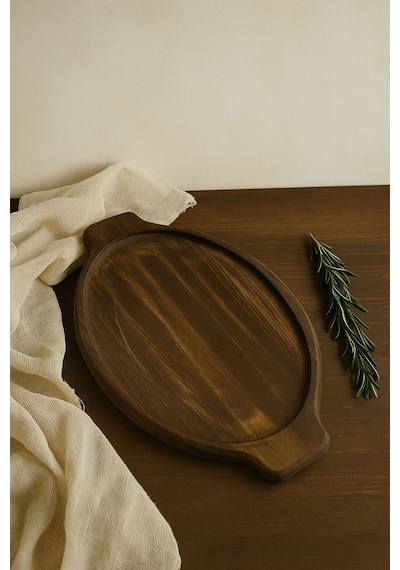 Fam Wood Art 2'li Doğal Ahşap Nihale, Kahvelik, Small Sunumluk, Supla,aksesuar Organizeri , Yağdanlık 18 X 30 Cm Kahverengi