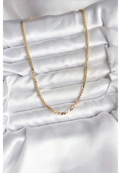 14k Gold Renk Kaplama Ezme Yılan Zincir Model Cm Kadın Kolye Gold Gold