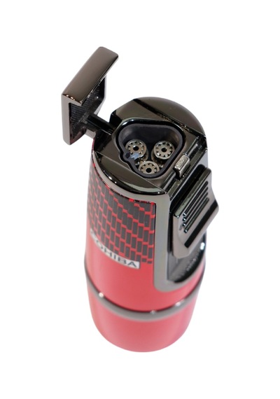 Cohiba 3 Torch Pürmüz Kırmızı-siyah Desenli Metal Puro Çakmağı - Tr9246