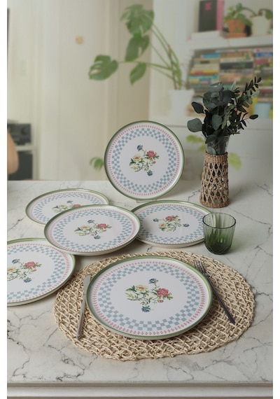 Keramika Rose Line Nordic Servis Tabağı 28 Cm 6 Adet 22911 Çok Renkli