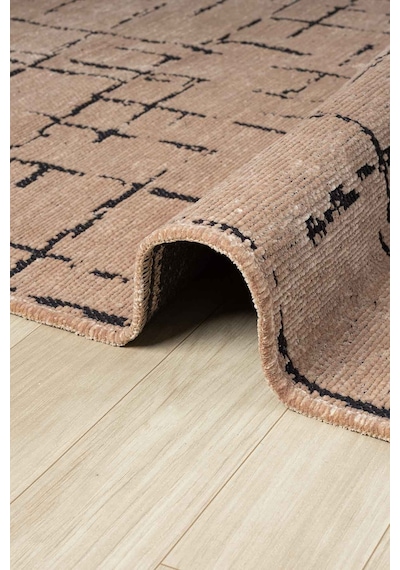 Gaia Bej Halı Yıkanabilir Kaymaz Taban Şönil Kilim Dokuma Pamuk Taban Kilim 10119 Bej