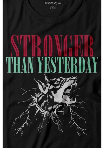 Kendim Seçtim Stronger Than Yesterday Dünden Daha Güçlü Dog Typo Köpek Baskılı Tişört Çocuk T-shirt 001