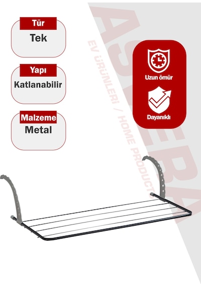 Asvera Space Büyük Boy Radyatör Ve Balkon Kurutmalık - Geniş Kapasiteli Çok Amaçlı Askı Karışık
