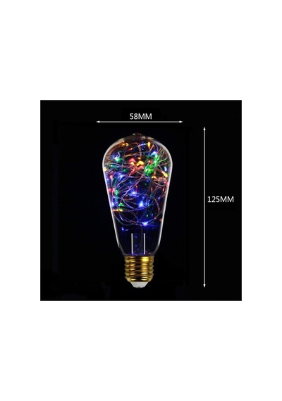 Led Ampul, Neon Işık, 4 Renk, 50 Led, Gümüş Tel,1 W, E2 Enerji Sınıfı G