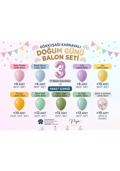 Gökkuşağı Karnavalı Minimal Parti Seti