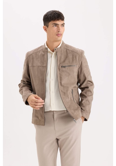 DeFacto Slim Fit Dar Kesim Dik Yaka Fermuarlı Süet Görünümlü Mevsimlik Baharlık Mont D5977AX25SPBG73 DeFacto Slim Fit Dar Kesim Dik Yaka Fermuarlı Süet Görünümlü Mevsimlik Baharlık Mont D5977AX25SPBG73