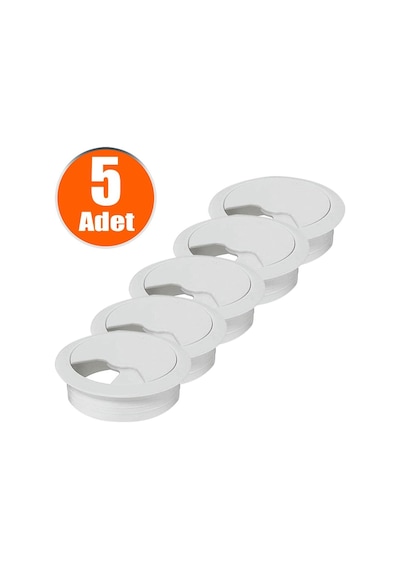 Masa Üstü Kablo Kanalı Deliği Kapağı Beyaz Masa Kapağı 6Cm 5 Adet