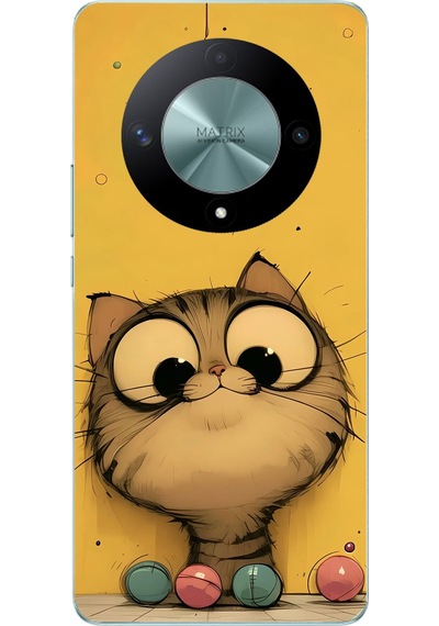 Honor X9b Uyumlu Kedi Çizgisi Baskılı Silikon Kılıf Renkli