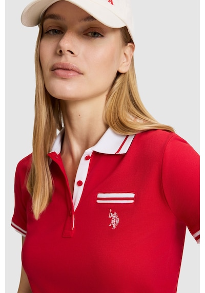 U.S. Polo Assn. Kadın Kırmızı Polo Yaka Basic Tişört 50323455-vr171 Basıc Kırmızı