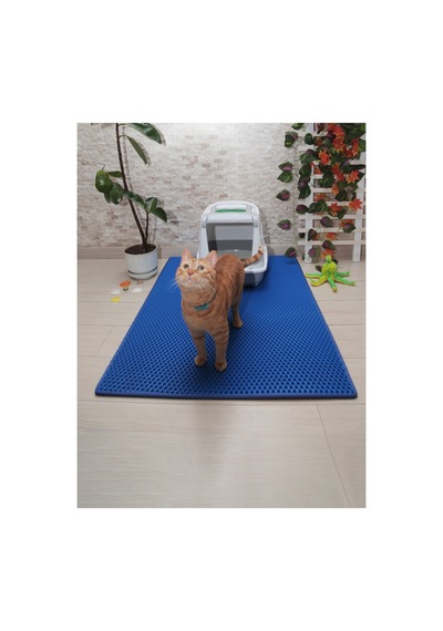 75x110 Cm Mavi Kedi Tuvaleti Önü Paspasi Kedi Kumu Paspasi