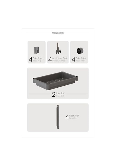 Ayrex 2 Katlı Tekerlekli Düzenleyici Raf Mutfak Tezgah & Evye Altı Dolap İçi Organizer, Banyo Deterjanlık Ve Şamp
