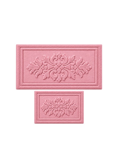 Banyo Paspas Seti 2'li-makinede Yıkanabilir-leke Tutmaz Klozet Takımı 60x100-40x60cm Pembe1 - 931611265 Pembe1