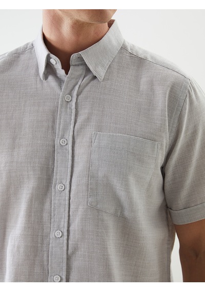 Lcwaıkıkı Classic Gri Regular Fit Kısa Kollu Armürlü Erkek Gömlek