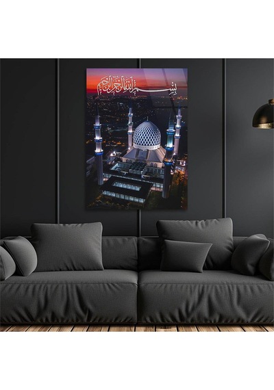 Gerçek Cama Baskı Dikey Dini Temalı Cam Tablo 268 Tekli D242