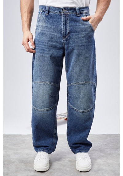 Cedy Denim Cedy Denım Yüksek Kalite Erkek Yüksek Bel Skater Baggy Jeanpantolon C362 Mavi