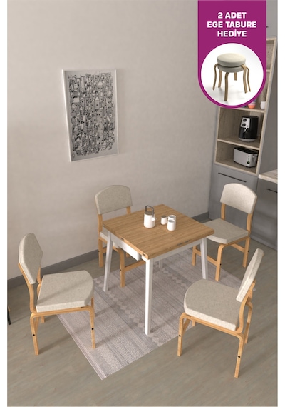 Vilinze Ege Sandalye Avanos Ahşap Mdf Kanatlı Mutfak Masası Takımı - 70x70+70 Cm Kırık Beyaz Vilinze Ege Sandalye Avanos Ahşap Mdf Kanatlı Mutfak Masası Takımı - 70x70+70 Cm Kırık Beyaz