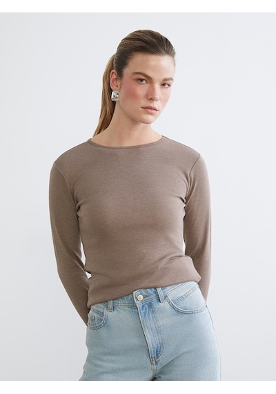 Lcw Everyday Kahverengi Bisiklet Yaka Kadın Body