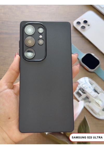 Samsung Galaxy S23 Ultra Uyumlu Süper İnce Mat Ultra Thin Silikon Kılıf Buzlu Siyah