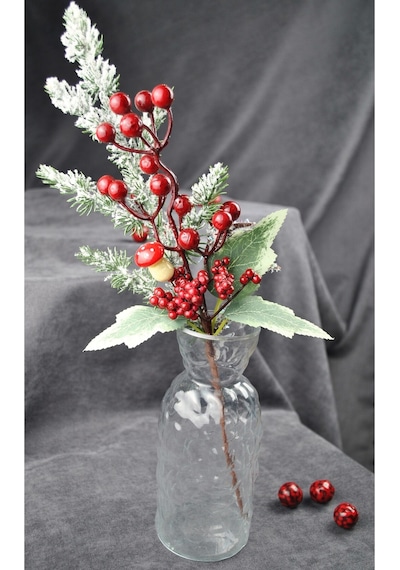 1 Adet 30 Cm Yapay Yılbaşı Çiçeği Dekoratif Yılbaşı Çiçek New Year Christmas- Kırmızı