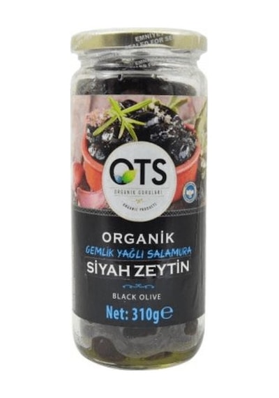 Ots Organik Gemlik Yağlı Salamura Siyah Zeytin 310 G