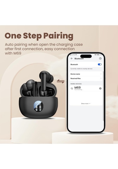 Kablosuz Kulaklık Bluetooth, Derin Baslı Kulak Tomurcukları, 48h Uzun Çalma Süresi, Güç Ekranı, Ipx7 Su Geçirme Genel