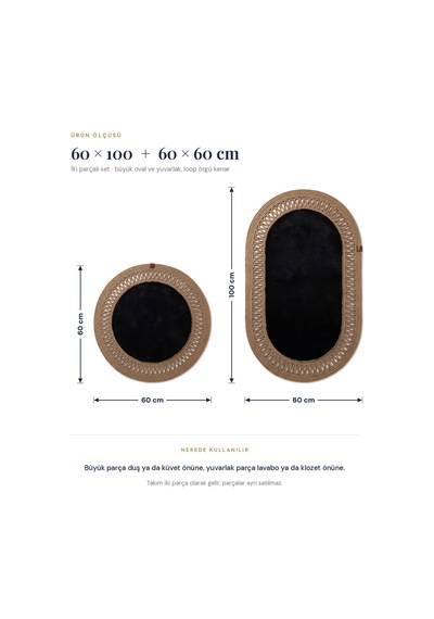 Banyo Paspası Takımı 60x100+60x60 Cm İç Trikot Siyah & Camel