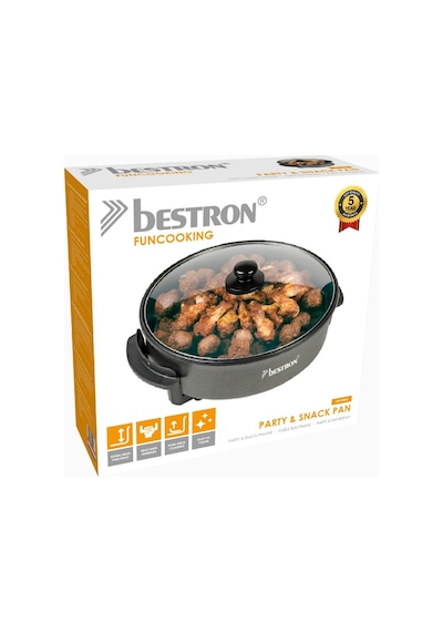 Bestron Xl Elektrikli Party Pan 32 Cm Yapışmaz Tava 1500 W Elektrikli Tencere/tavalar Gri