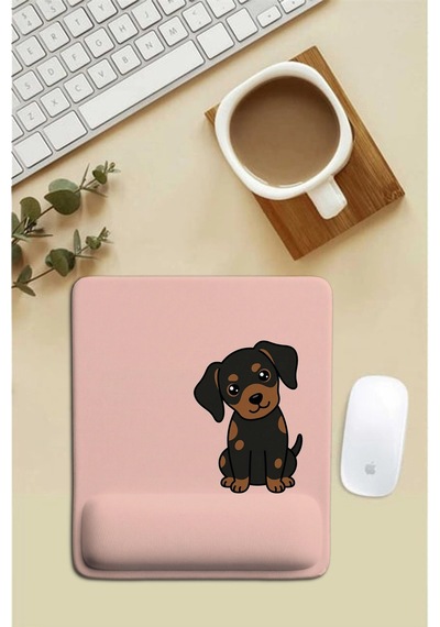 Sonictouch Pembe Bilek Destekli Yavru Köpek Dikdörtgen Pürüzsüz Yüzey Ergonomik Mouse Pad 18x22cm Mousepad