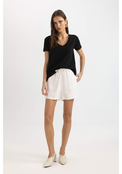 Defacto Regular Fit V Yaka Basic Kısa Kollu Tişört K1507AZ24SMBK81 Siyah